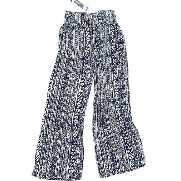 NWT- Three Dots- Navy/White Tribal Print Flowy Pull On Pants- Large - Picture 2 of 7
